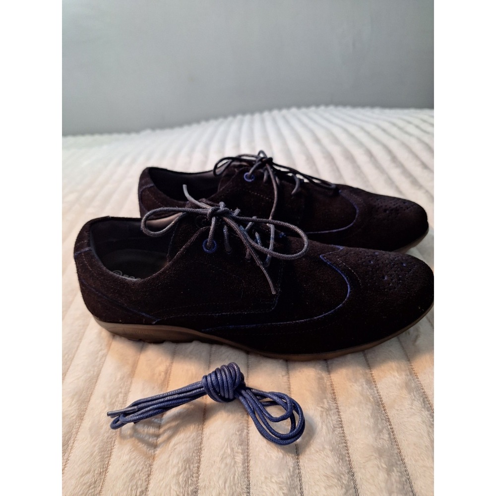 Rockport Tru Walk Zero Leather Brogue Wingtip Shoes Mens 8 Black Suede Comfort